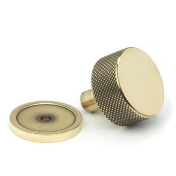 Aged Brass Brompton Cabinet Knob on a Rose - 46814