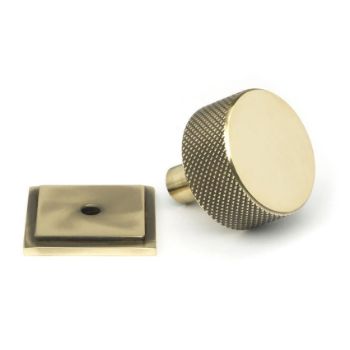 Aged Brass Brompton Cabinet Knob on a Square Rose - 46817 