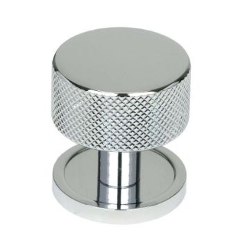 Polished Chrome Brompton Cabinet Knob on a Rose - 46818 