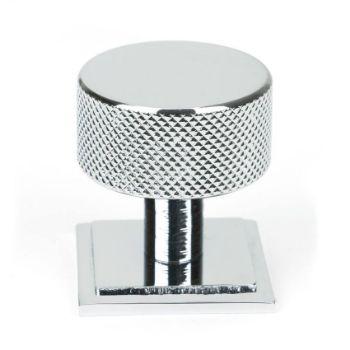 Polished Chrome Brompton Cabinet Knob on a Square Rose - 46821