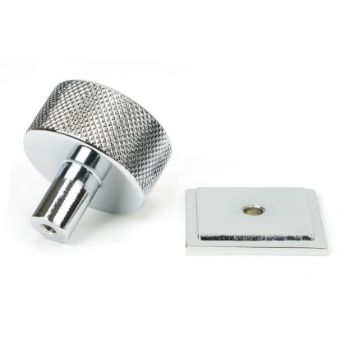 Polished Chrome Brompton Cabinet Knob on a Square Rose - 46821