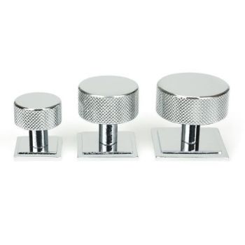 Polished Chrome Brompton Cabinet Knob on a Square Rose - 46821