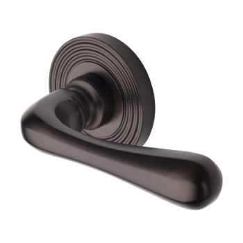 Charlbury Reeded Door Handle on a Rose in Matt Bronze - RR3022MB  Charlbury Reeded Door Handle on a Rose in Matt Bronze - RR3022MB