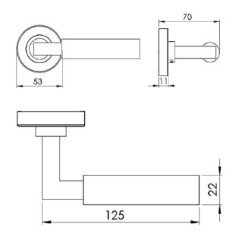 Bauhaus Door Handle in Matt Black - V2259-BLK 