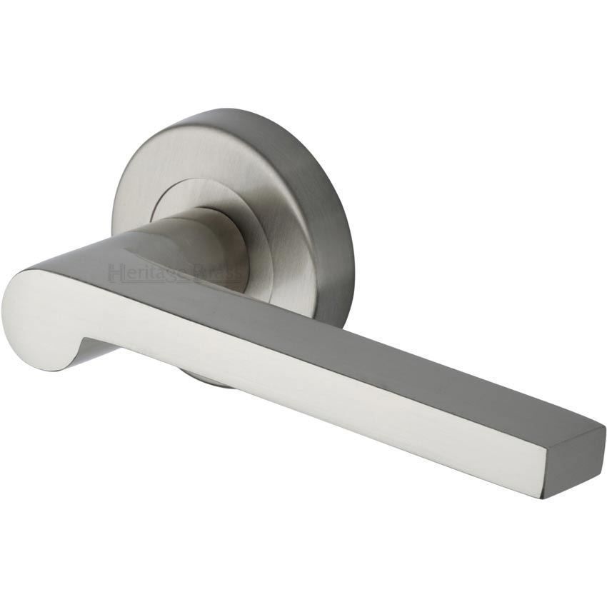 Metro Mid Century Handles on a Rose in Satin Nickel - V6225-SN 