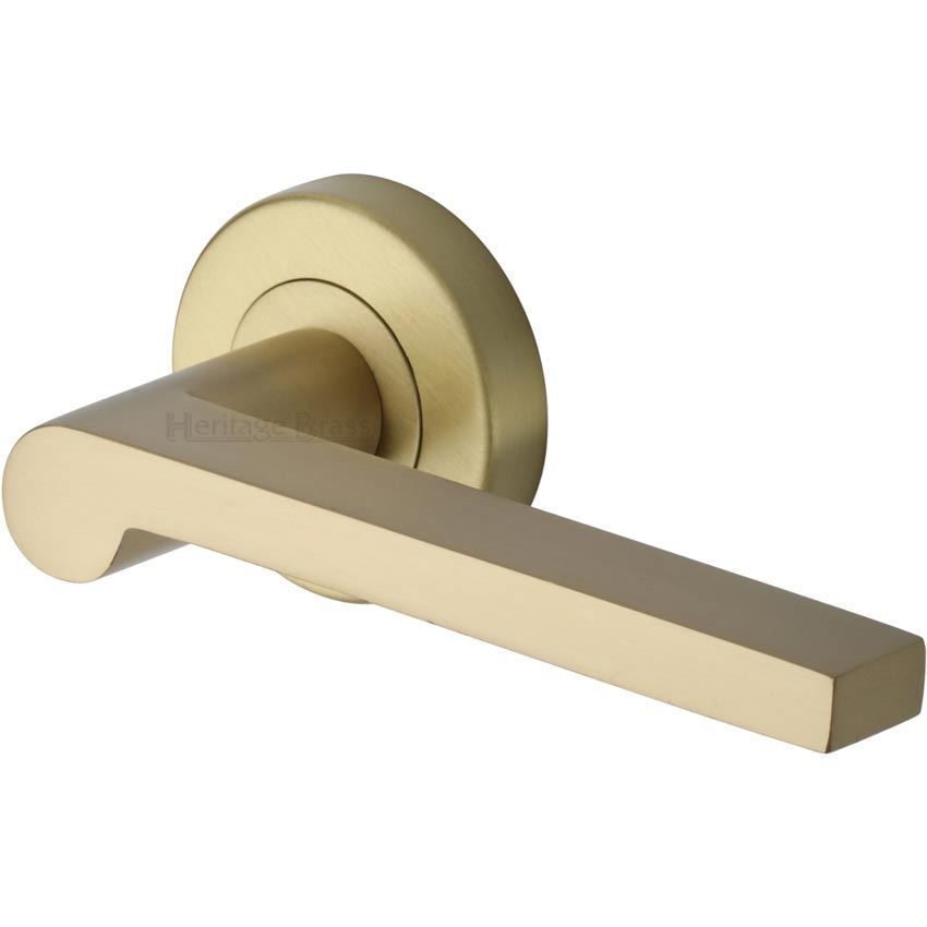 Metro Mid Century Handles on a Rose in Satin Brass - V6225-SB