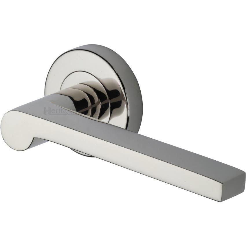 Metro Mid Century Handles on a Rose in Polished Nickel - V6225-PNF