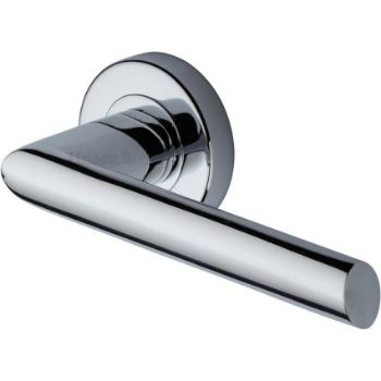 Mercury Door Handle on Round Rose in Polished Chrome - V3262-PC  Mercury Door Handle on Round Rose in Polished Chrome - V3262-PC