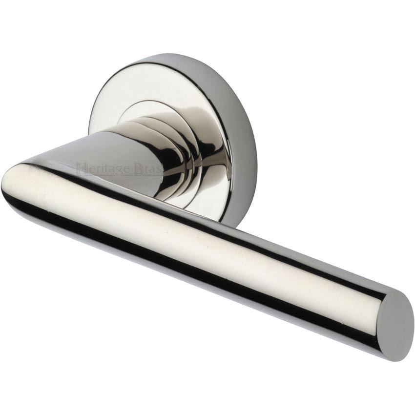 Mercury Door Handle on Round Rose in Polished Nickel - V3262-PNF