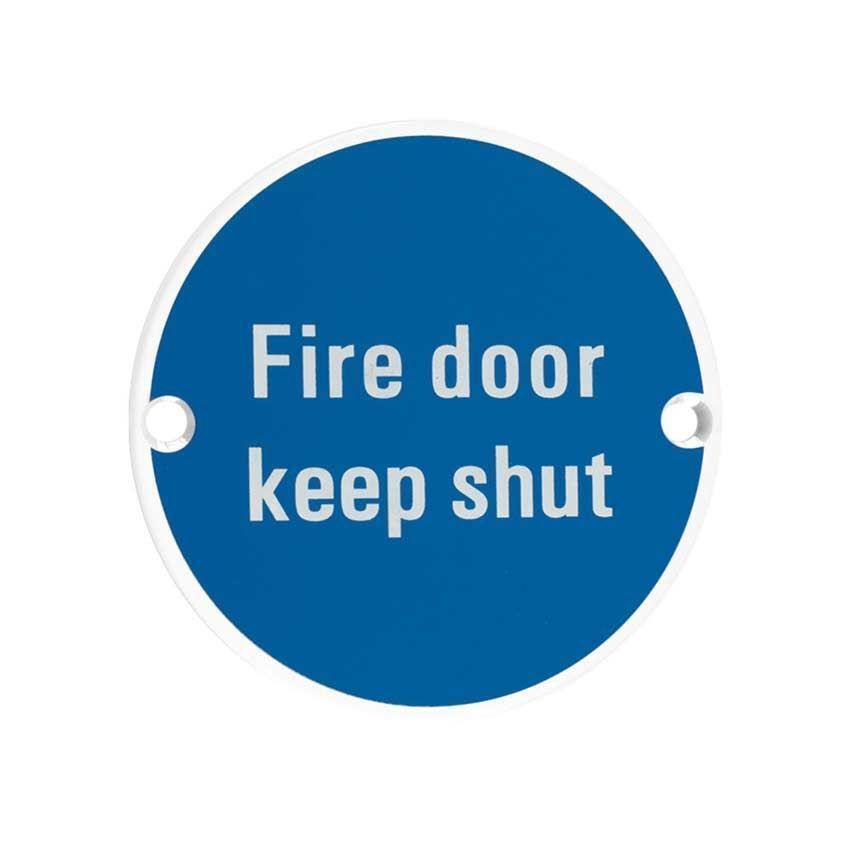 Powder Coat White Fire Door Keep Shut Sign - ZSS09PCW