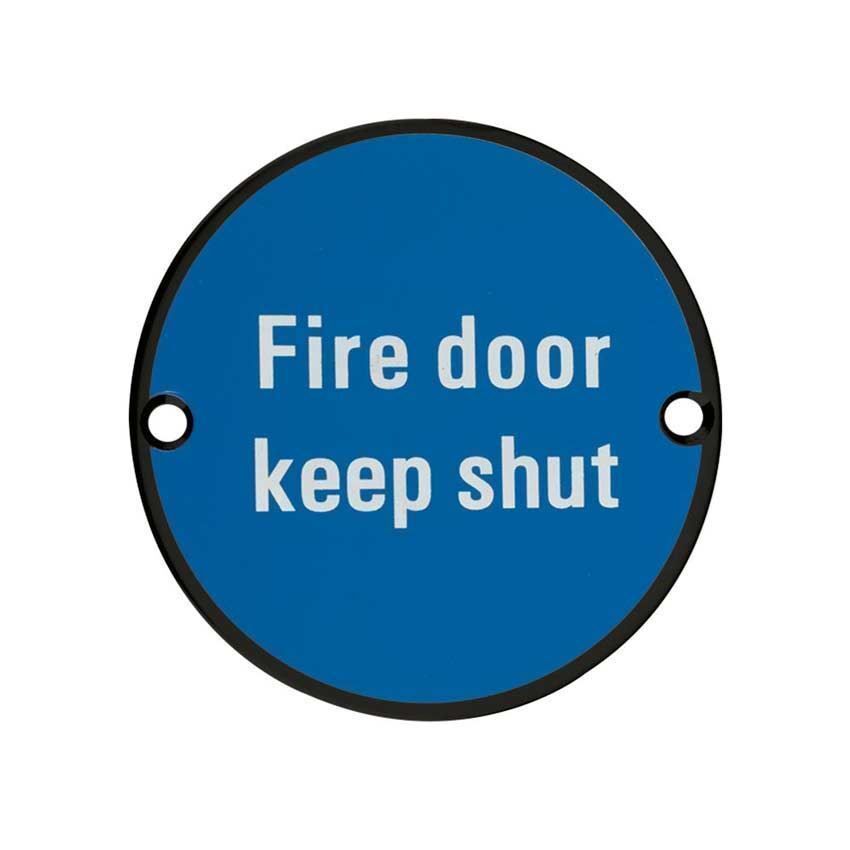 Powder Coat Black Fire Door Keep Shut Sign - ZSS09PCB