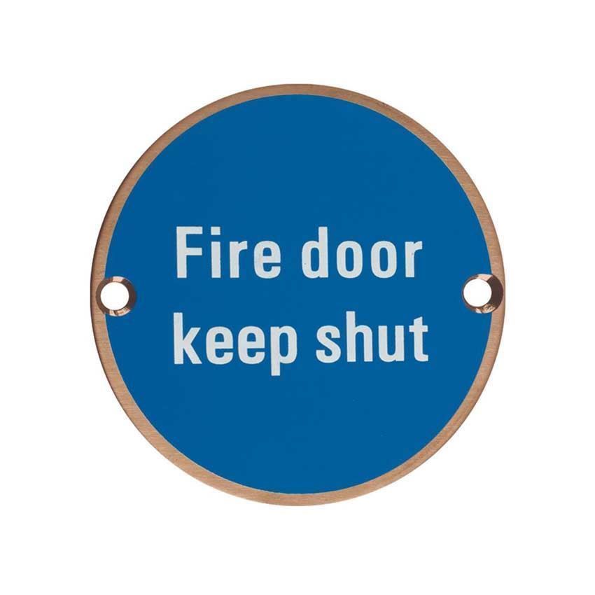 PVD Bronze Fire Door Keep Shut Sign - ZSS09PVDBZ