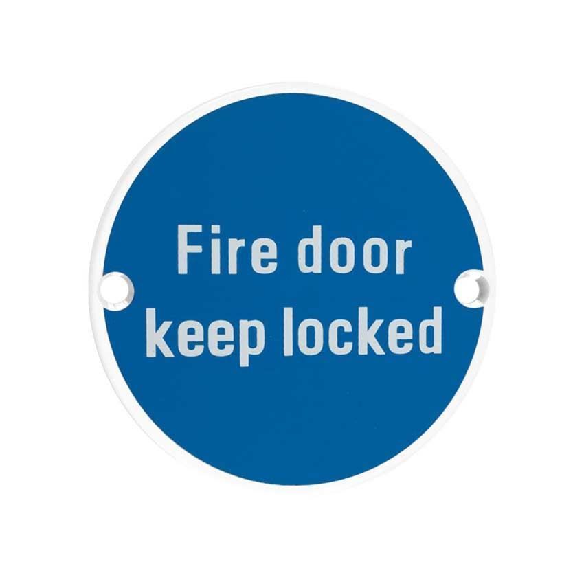 Powder Coat White Fire Door Keep Locked sign - ZSS10PCW 