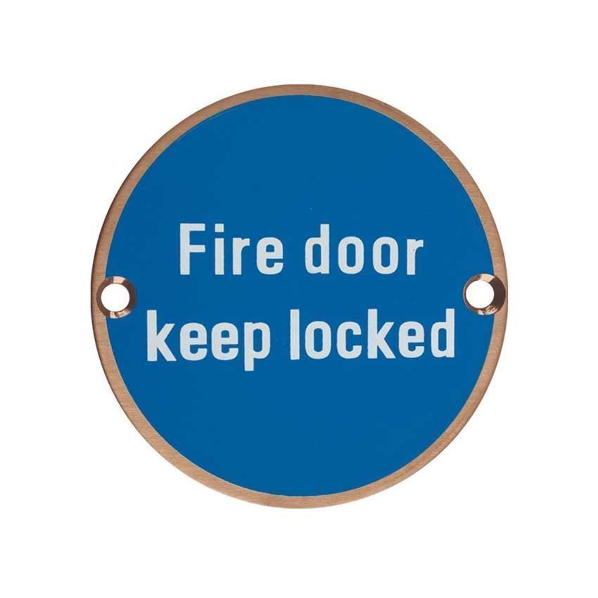 PVD Bronze Fire Door Keep Locked sign - ZSS10PVDBZ