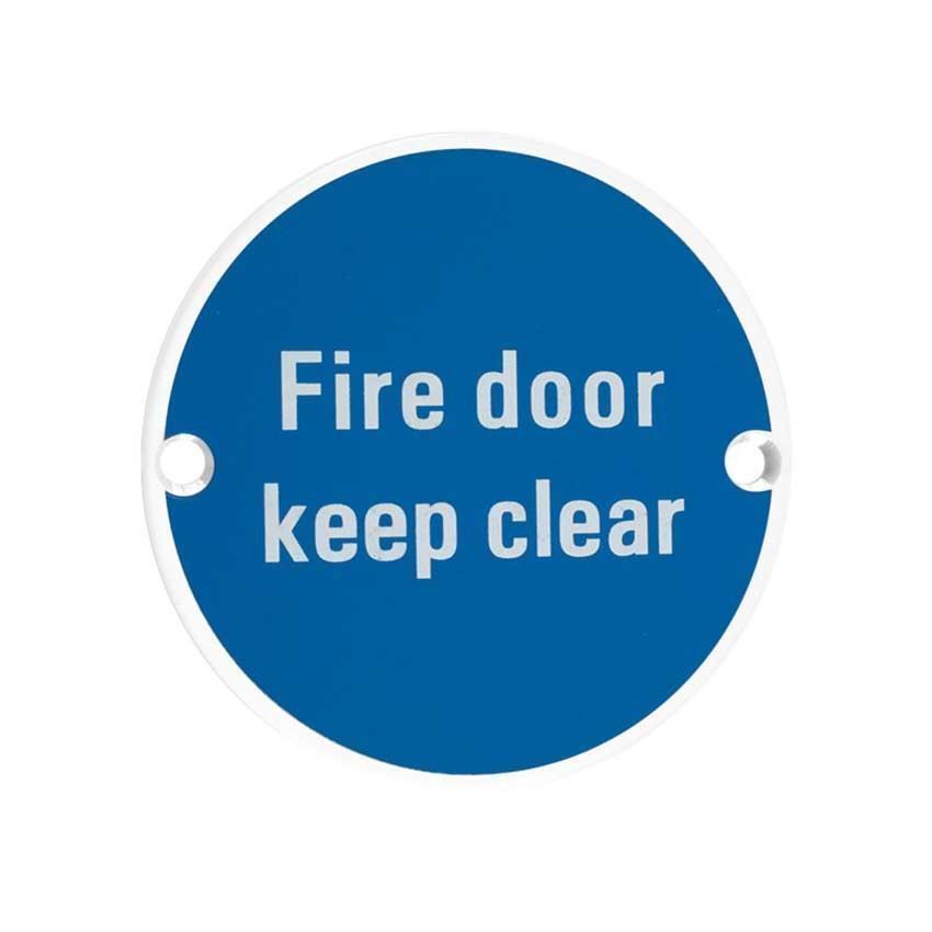Powder Coat White Fire Door Keep Clear sign - ZSS11PCW