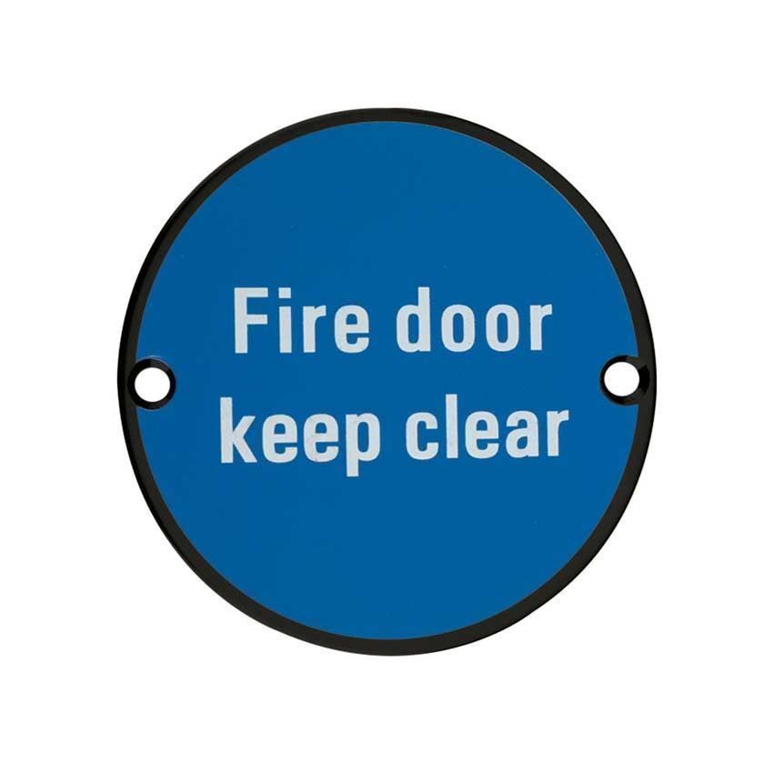 Powder Coat Black Fire Door Keep Clear sign - ZSS11PCB