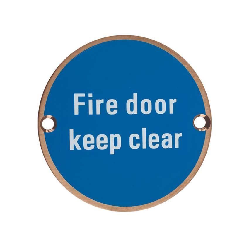 PVD Bronze Fire Door Keep Clear sign - ZSS11PVDBZ
