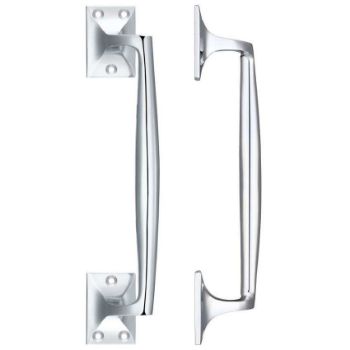 Pull Handle on a Square Rose in Polished Chrome - FB113CP Pull Handle on a Square Rose in Polished Chrome - FB113CP