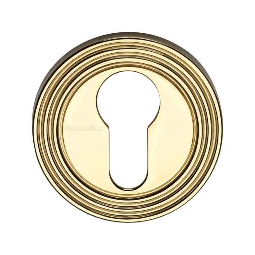 Reeded Euro Profile Escutcheon in Polished Brass - RR4020-PB