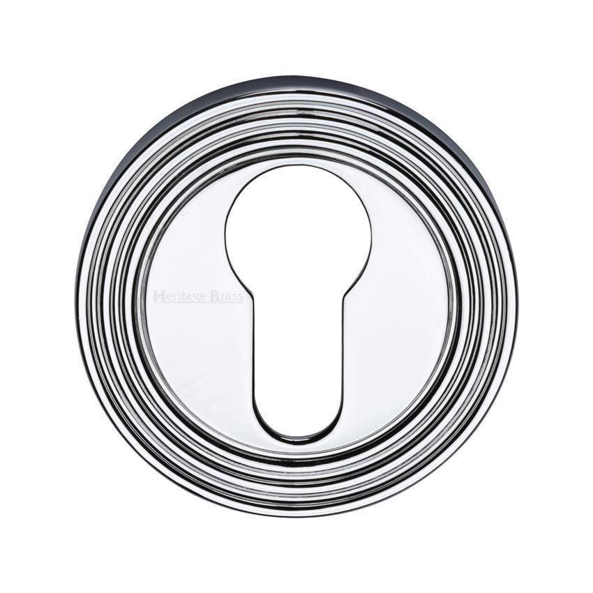 Reeded Euro Profile Escutcheon in Polished Chrome - RR4020-PC 