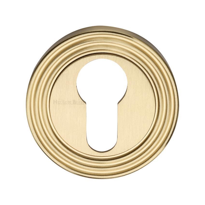 Reeded Euro Profile Escutcheon in Satin Brass - RR4020-SB 