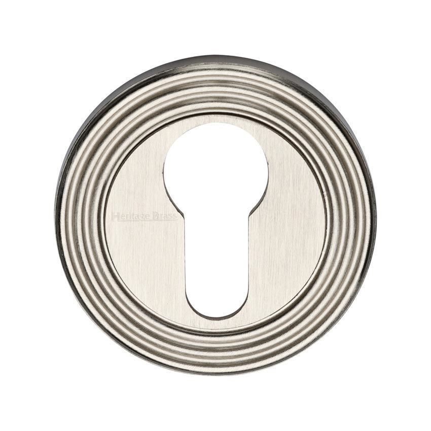 Reeded Euro Profile Escutcheon in Satin Nickel - RR4020-SN