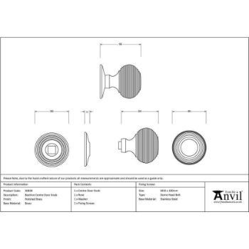 Polished Brass Beehive Centres Door Knob - 50839 