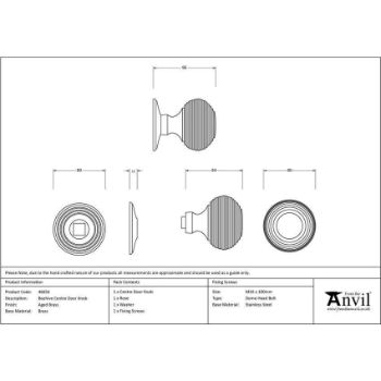 Aged Brass Beehive Centres Door Knob - 46654 