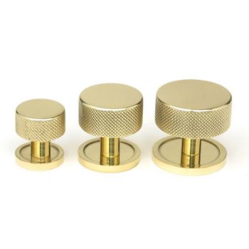 Polished Brass Brompton Cabinet Knob on a Round Rose - 46816
