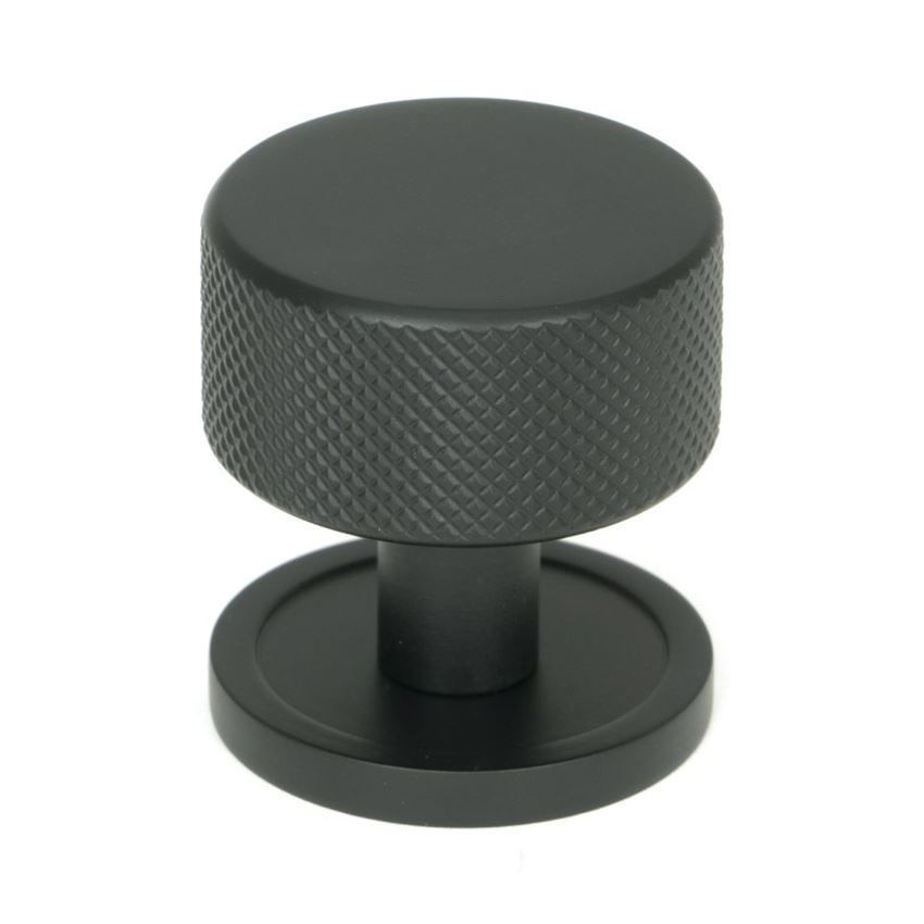 Matt Black Brompton Cabinet Knob on a Round Rose - 46838 