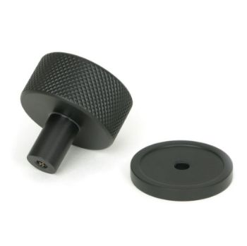 Matt Black Brompton Cabinet Knob on a Round Rose - 46838 