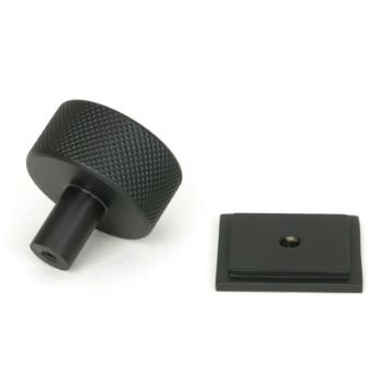 Matt Black Brompton Cabinet Knob on a Square Rose - 46841