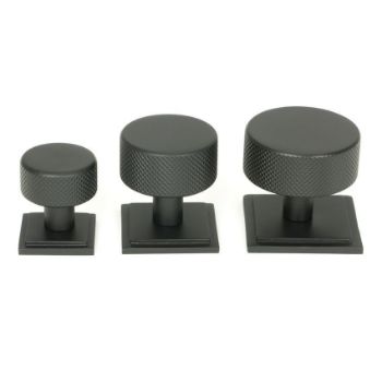 Matt Black Brompton Cabinet Knob on a Square Rose - 46841