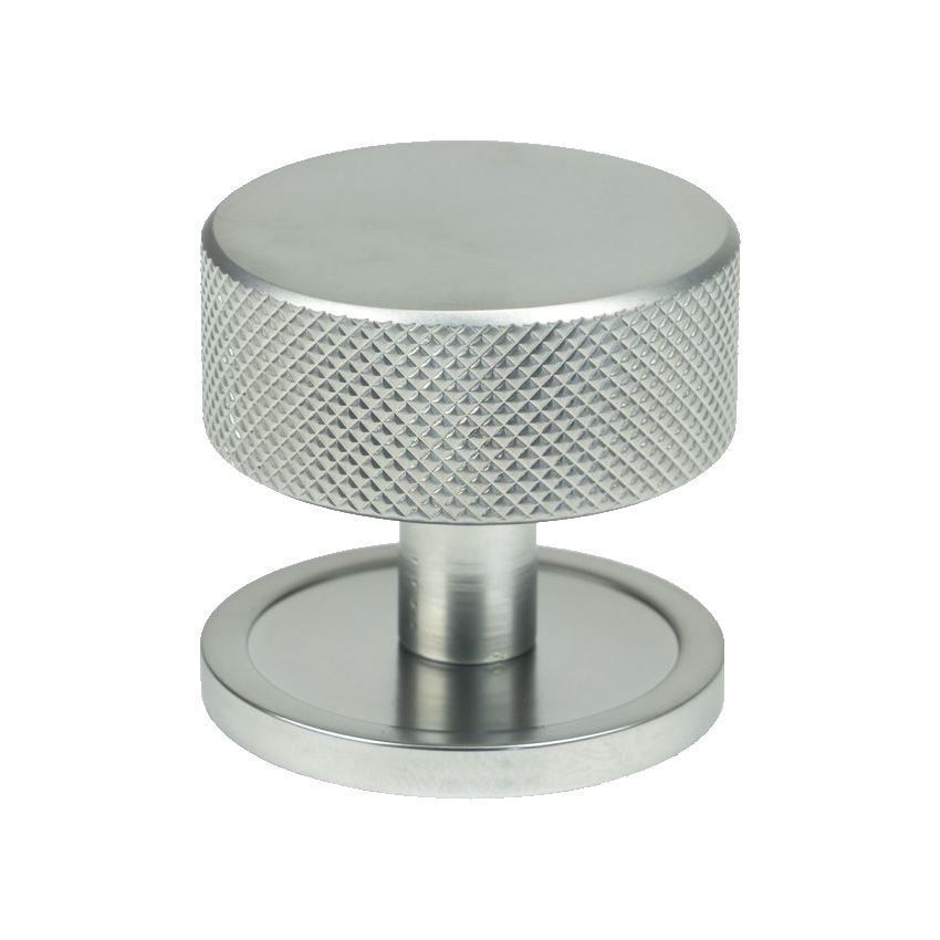 Satin Chrome Brompton Cabinet Knob on a Round Rose - 46876