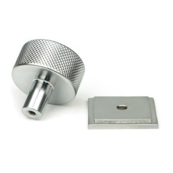 Satin Chrome Brompton Cabinet Knob on a Square Rose - 46884 