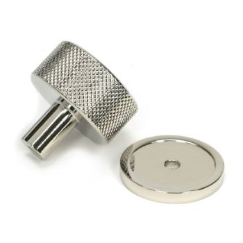 Polished Nickel Brompton Cabinet Knob on a Round Rose - 46822