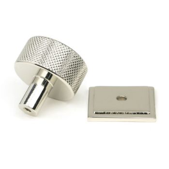 Polished Nickel Brompton Cabinet Knob on a Square Rose - 46825 