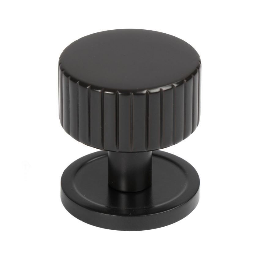 Aged Bronze Judd Cabinet Knob on a Round Rose - 50448 