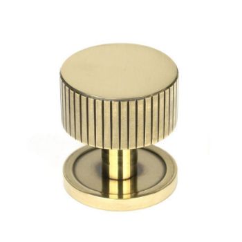 Aged Brass Judd Cabinet Knob on a Round Rose - 50377