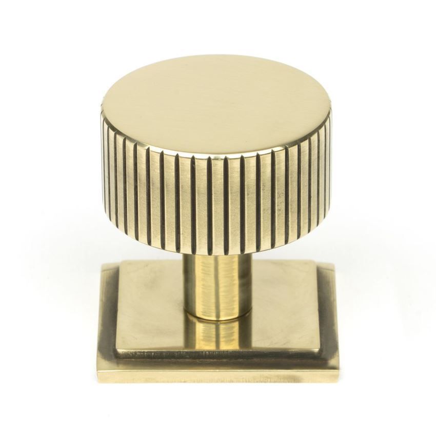 Aged Brass Judd Cabinet Knob on a Square Rose - 50379