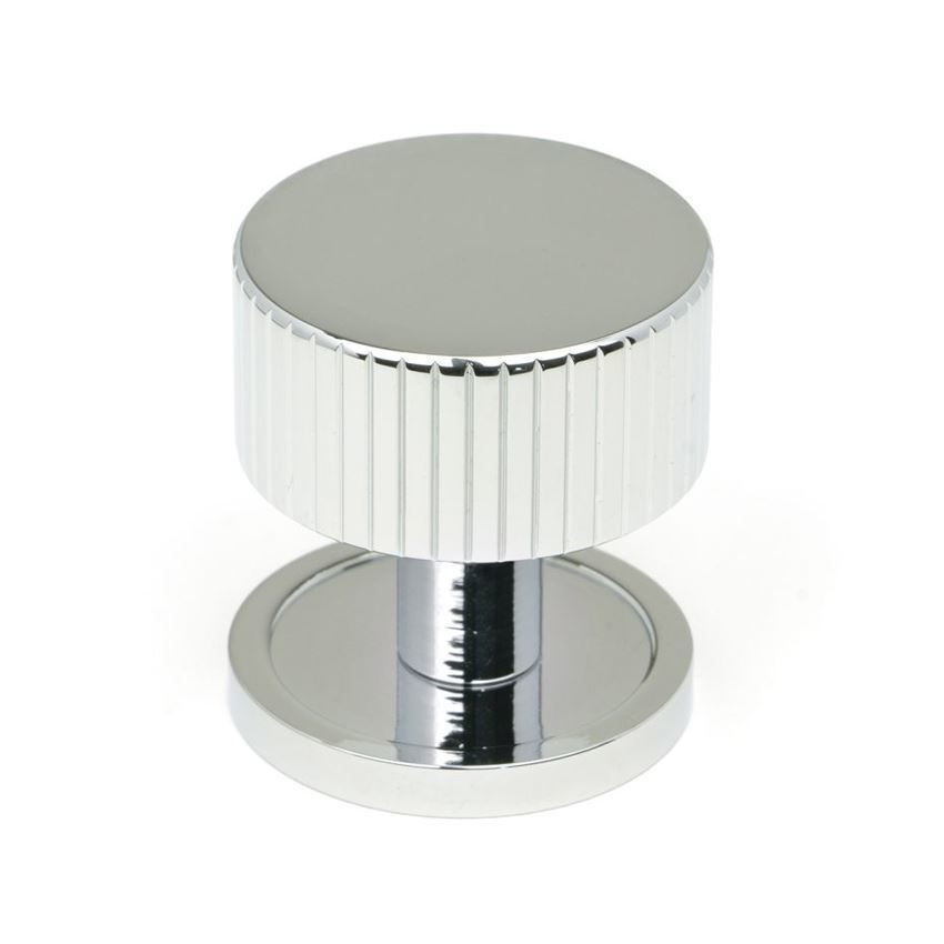 Polished Chrome Judd Cabinet Knob on a Round Rose - 50376