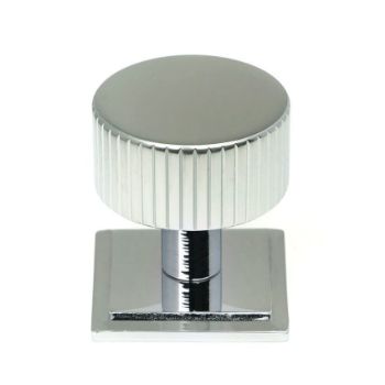 Polished Chrome Judd Cabinet Knob on a Square Rose - 50402