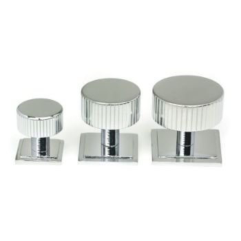 Polished Chrome Judd Cabinet Knob on a Square Rose - 50402