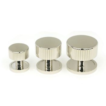Polished Nickel Judd Cabinet Knob on a Round Rose - 50389