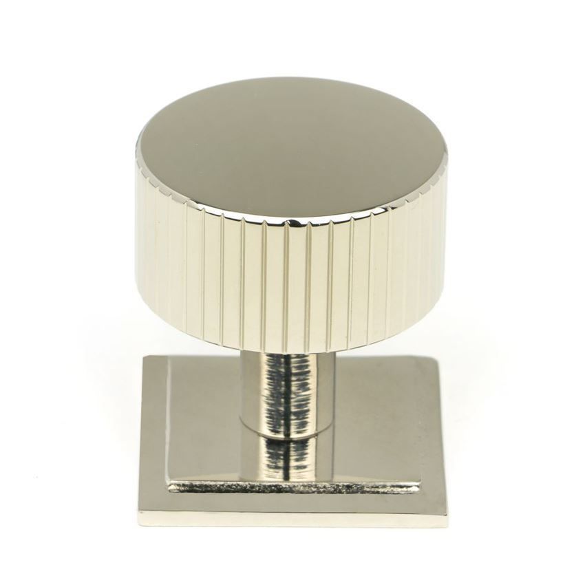 Polished Nickel Judd Cabinet Knob on a Square Rose - 50391