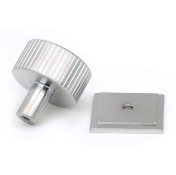 Satin Chrome Judd Cabinet Knob on a Square Rose - 50414