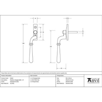 Satin (Grade 316) Stainless Steel Newbury Espag - LH - 50628