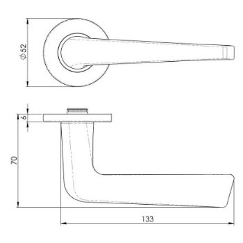 Drawing of Plaza Door Handle on Sprung Rose - CSL1160SSS