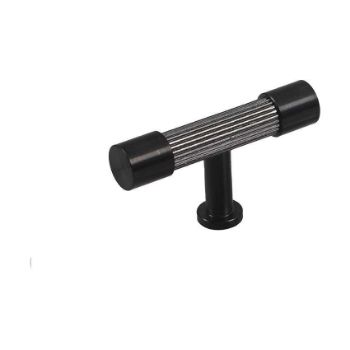 Immix Reeded True Black Cabinet T Pull Door Knob - IMX2005-B