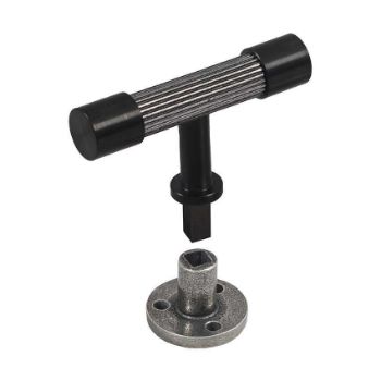Immix Reeded True Black Cabinet T Pull Door Knob - IMX2008-B